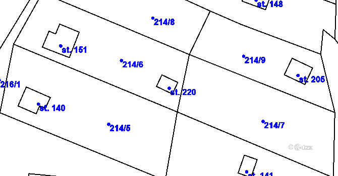 Parcela st. 220 v KÚ Maleny, Katastrální mapa