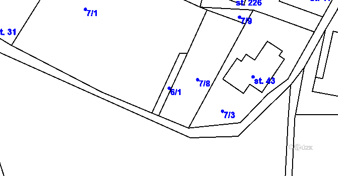Parcela st. 6/1 v KÚ Maleny, Katastrální mapa