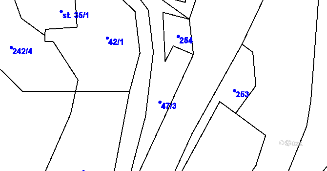 Parcela st. 47 v KÚ Maleny, Katastrální mapa