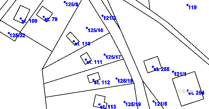 Parcela st. 125/17 v KÚ Maleny, Katastrální mapa