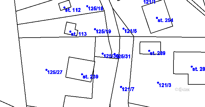 Parcela st. 125/30 v KÚ Maleny, Katastrální mapa