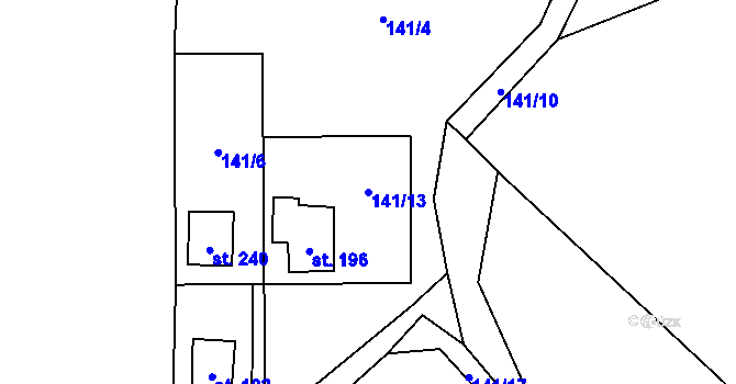 Parcela st. 141/13 v KÚ Maleny, Katastrální mapa