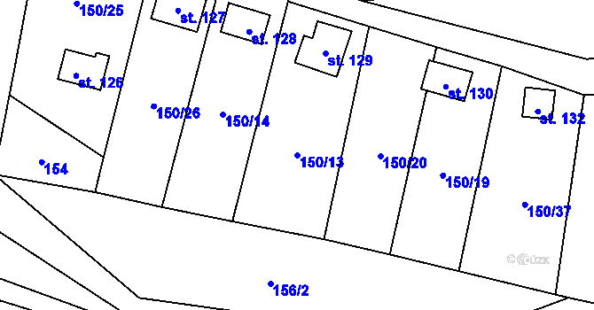 Parcela st. 150/13 v KÚ Maleny, Katastrální mapa