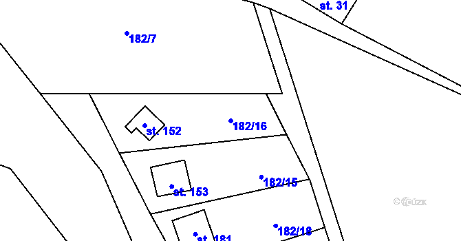Parcela st. 182/16 v KÚ Maleny, Katastrální mapa