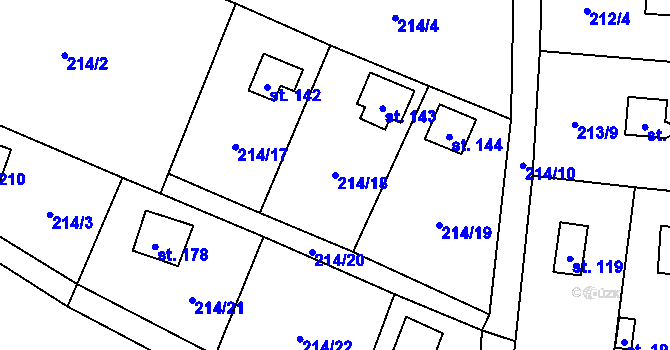 Parcela st. 214/18 v KÚ Maleny, Katastrální mapa