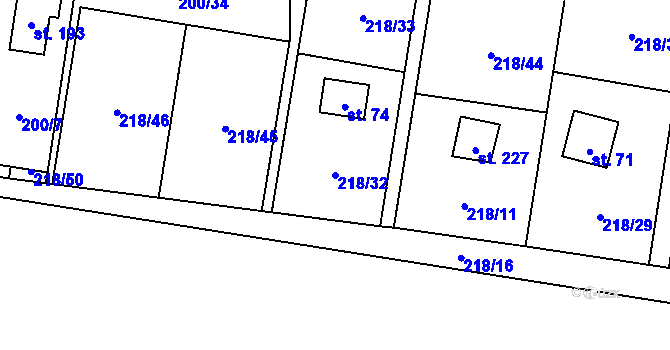 Parcela st. 218/32 v KÚ Maleny, Katastrální mapa