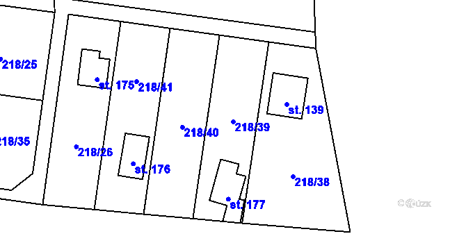 Parcela st. 218/39 v KÚ Maleny, Katastrální mapa