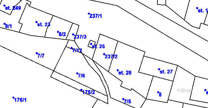 Parcela st. 237/2 v KÚ Maleny, Katastrální mapa