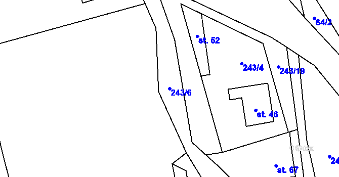Parcela st. 243/6 v KÚ Maleny, Katastrální mapa