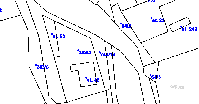 Parcela st. 243/19 v KÚ Maleny, Katastrální mapa