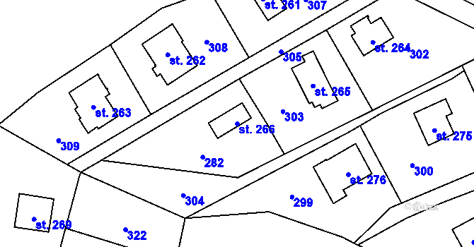 Parcela st. 266 v KÚ Maleny, Katastrální mapa