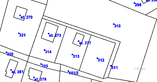 Parcela st. 277 v KÚ Maleny, Katastrální mapa