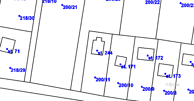 Parcela st. 244 v KÚ Maleny, Katastrální mapa