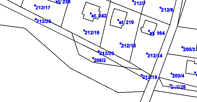 Parcela st. 212/29 v KÚ Maleny, Katastrální mapa