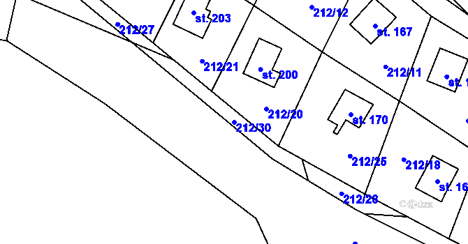 Parcela st. 212/30 v KÚ Maleny, Katastrální mapa