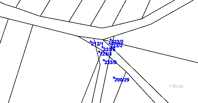 Parcela st. 223/1 v KÚ Maleny, Katastrální mapa
