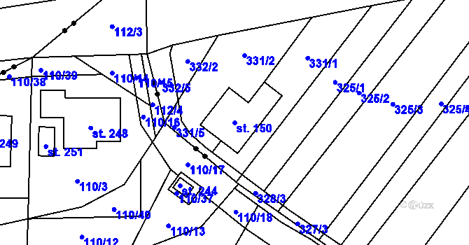 Parcela st. 150 v KÚ Růžov na Moravě, Katastrální mapa