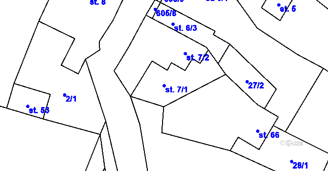 Parcela st. 7/1 v KÚ Růžov na Moravě, Katastrální mapa
