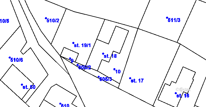 Parcela st. 18 v KÚ Růžov na Moravě, Katastrální mapa