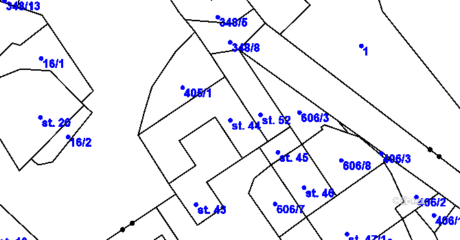 Parcela st. 44 v KÚ Růžov na Moravě, Katastrální mapa