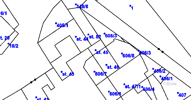 Parcela st. 45 v KÚ Růžov na Moravě, Katastrální mapa