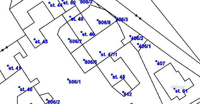 Parcela st. 47/1 v KÚ Růžov na Moravě, Katastrální mapa