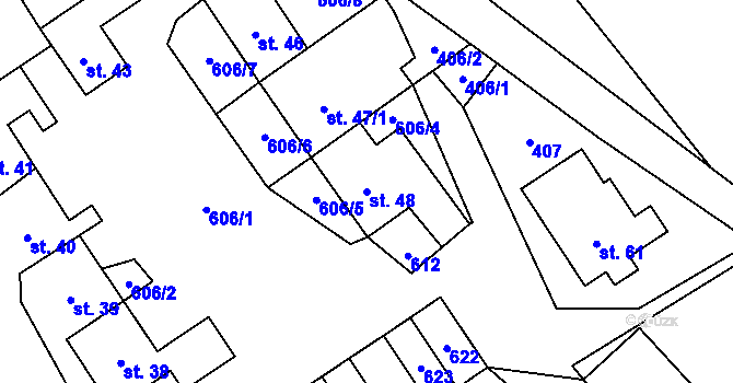 Parcela st. 48 v KÚ Růžov na Moravě, Katastrální mapa