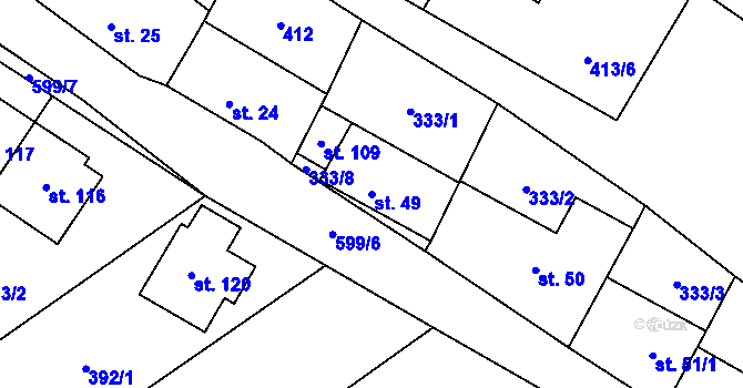 Parcela st. 49 v KÚ Růžov na Moravě, Katastrální mapa