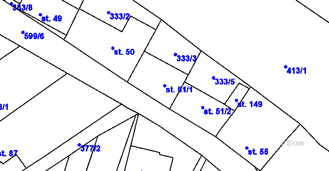 Parcela st. 51/1 v KÚ Růžov na Moravě, Katastrální mapa