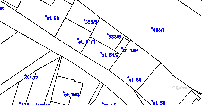 Parcela st. 51/2 v KÚ Růžov na Moravě, Katastrální mapa