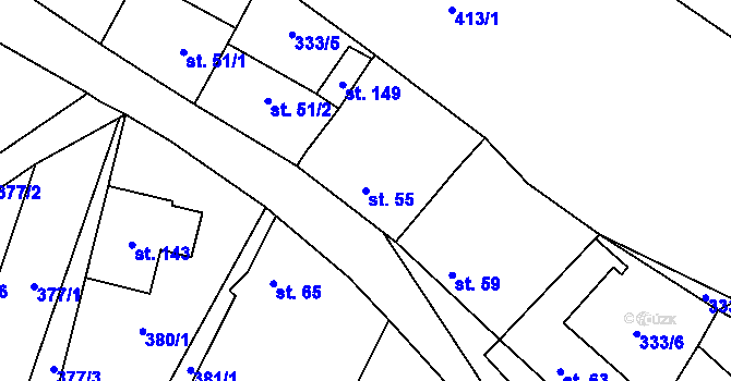 Parcela st. 55 v KÚ Růžov na Moravě, Katastrální mapa