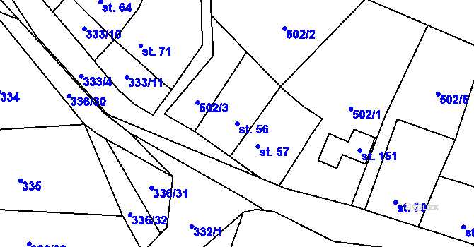 Parcela st. 56 v KÚ Růžov na Moravě, Katastrální mapa