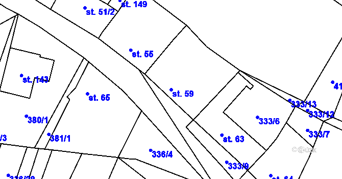 Parcela st. 59 v KÚ Růžov na Moravě, Katastrální mapa