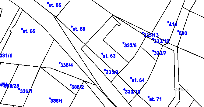 Parcela st. 63 v KÚ Růžov na Moravě, Katastrální mapa