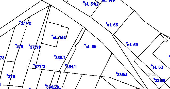 Parcela st. 65 v KÚ Růžov na Moravě, Katastrální mapa