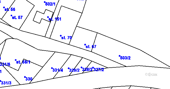 Parcela st. 67 v KÚ Růžov na Moravě, Katastrální mapa