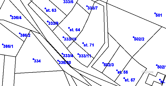 Parcela st. 71 v KÚ Růžov na Moravě, Katastrální mapa
