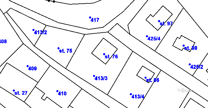Parcela st. 76 v KÚ Růžov na Moravě, Katastrální mapa