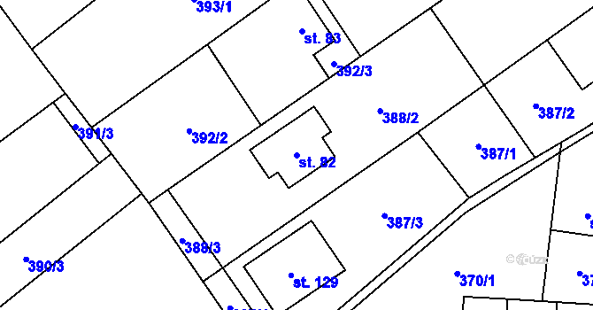 Parcela st. 82 v KÚ Růžov na Moravě, Katastrální mapa