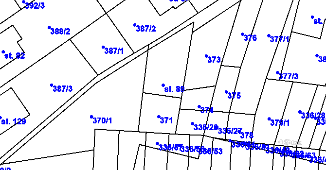 Parcela st. 89 v KÚ Růžov na Moravě, Katastrální mapa
