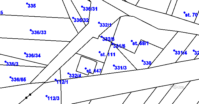 Parcela st. 111 v KÚ Růžov na Moravě, Katastrální mapa