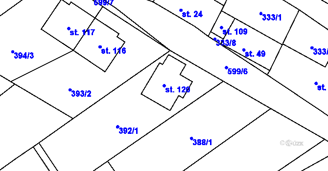 Parcela st. 120 v KÚ Růžov na Moravě, Katastrální mapa