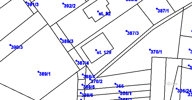 Parcela st. 129 v KÚ Růžov na Moravě, Katastrální mapa