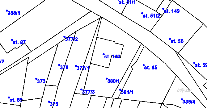 Parcela st. 143 v KÚ Růžov na Moravě, Katastrální mapa