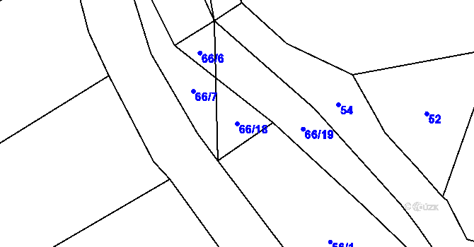 Parcela st. 66/18 v KÚ Růžov na Moravě, Katastrální mapa