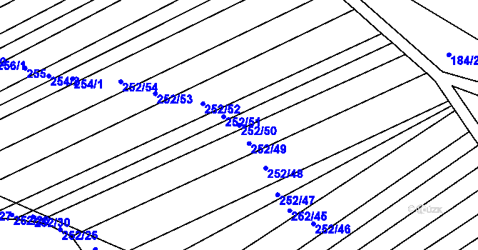 Parcela st. 252/50 v KÚ Růžov na Moravě, Katastrální mapa