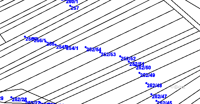 Parcela st. 252/53 v KÚ Růžov na Moravě, Katastrální mapa