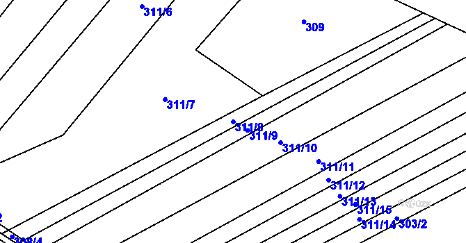 Parcela st. 311/8 v KÚ Růžov na Moravě, Katastrální mapa
