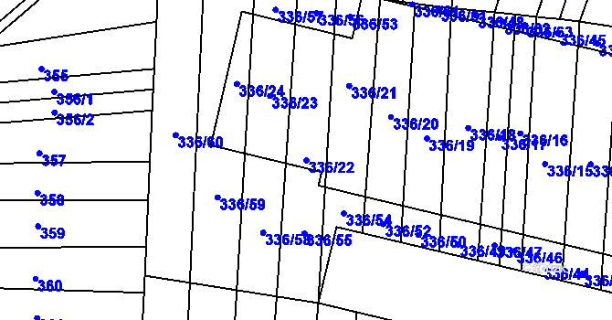 Parcela st. 336/22 v KÚ Růžov na Moravě, Katastrální mapa