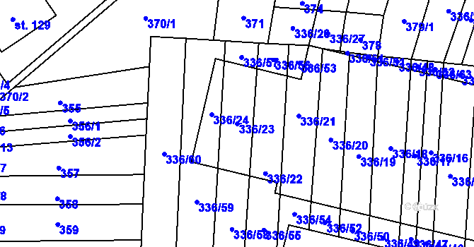 Parcela st. 336/23 v KÚ Růžov na Moravě, Katastrální mapa